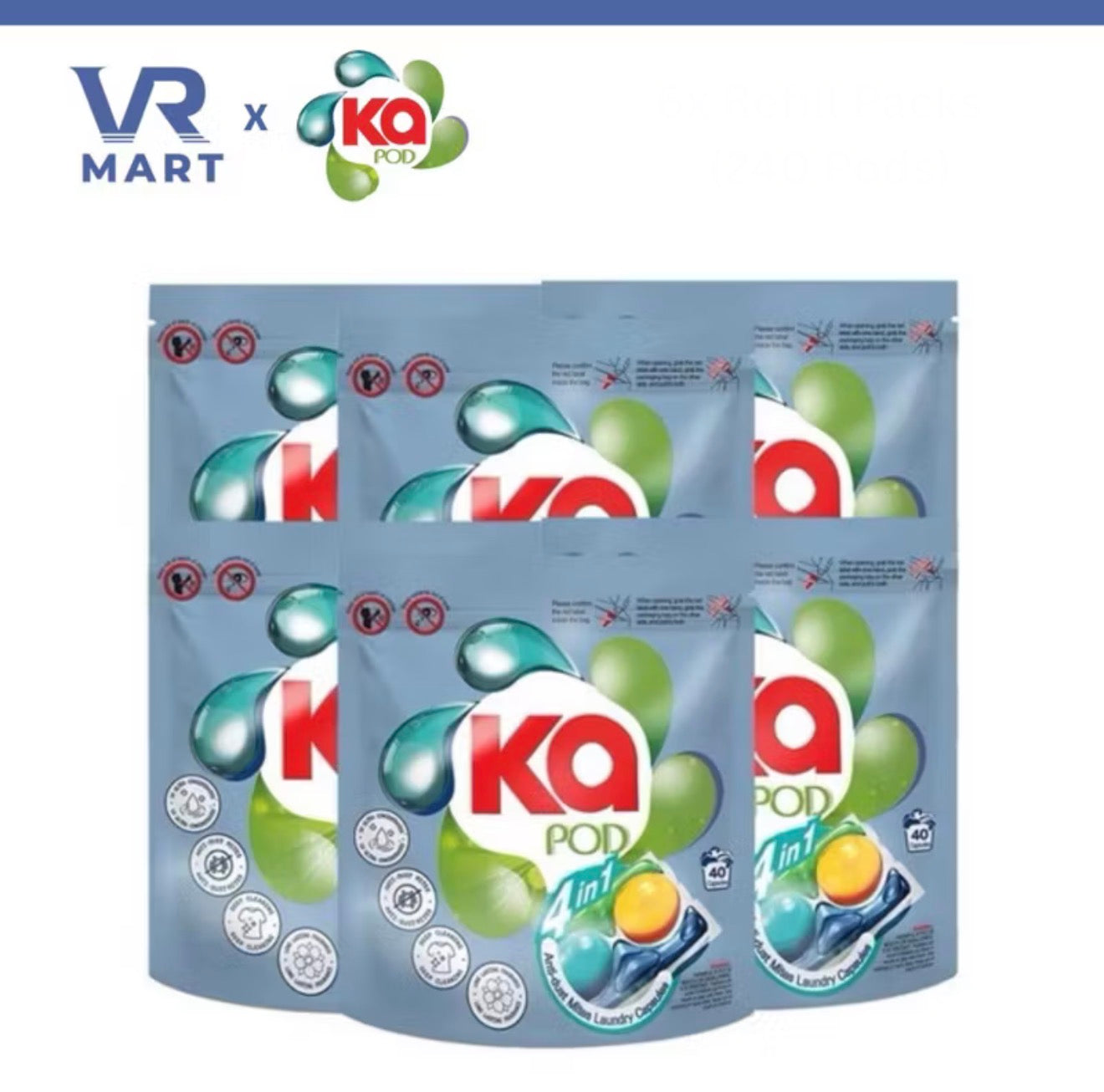 Ka 4in1 Laundry Capsules Refill Pack (40 Pods) - Anti Dustmite
